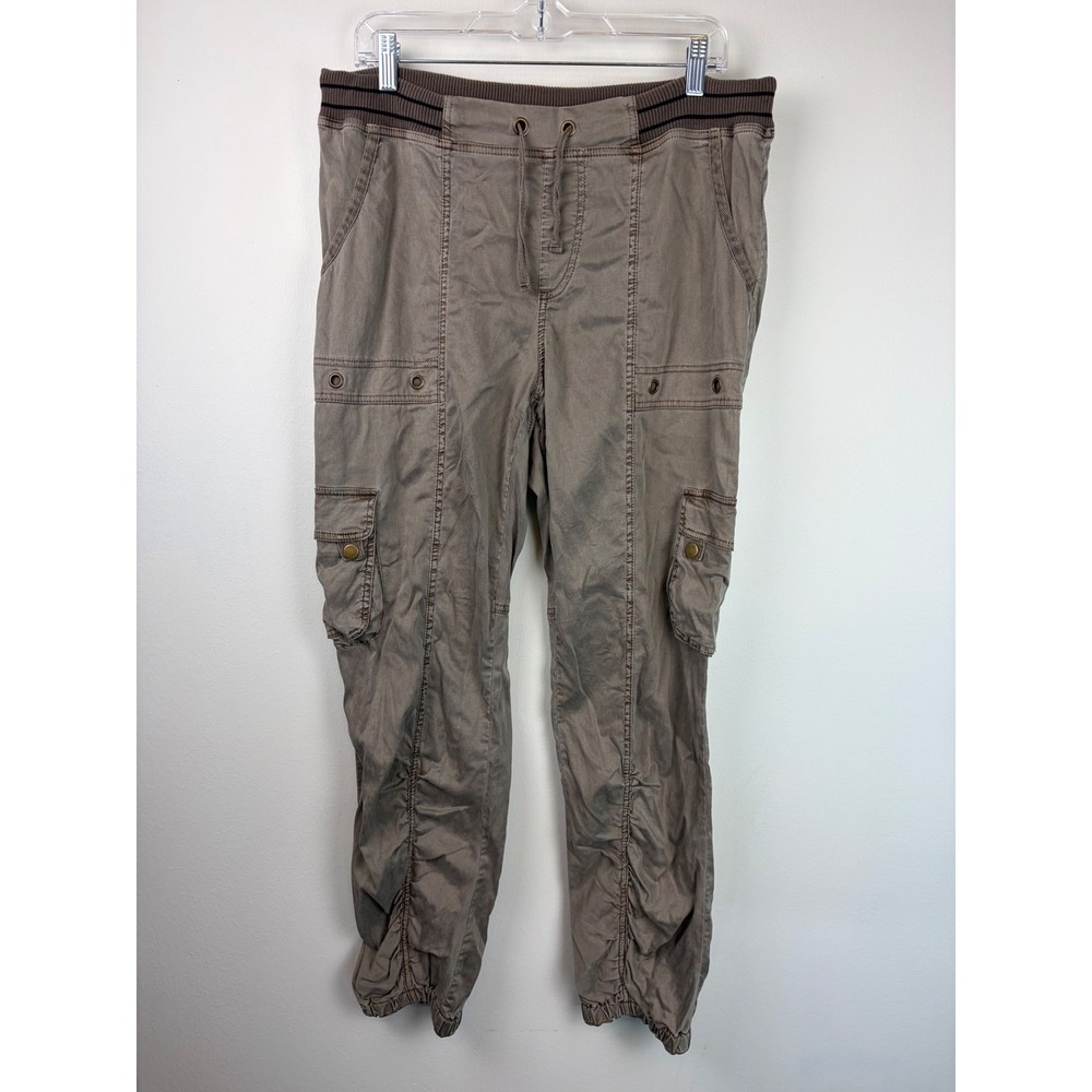 XCVI Cargo Pants Small Drawstring Waist Brown Ruched Leg Cotton Utility Y2K